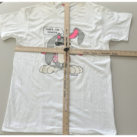 Vintage Bunny Shirt Mens Large Hanes Single Stitch 80s Graphic Made USA - Picture 8 of 10